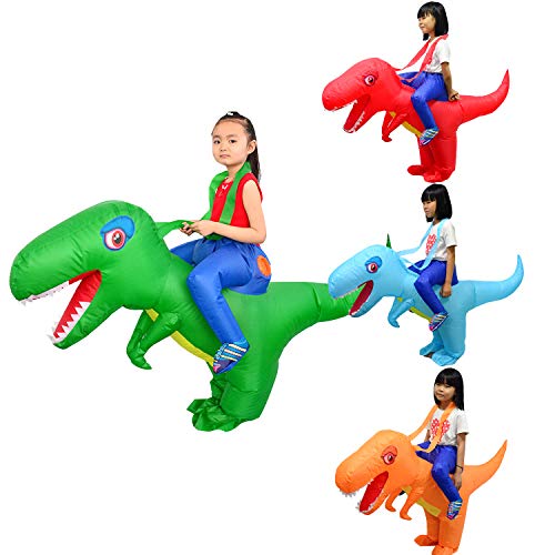 LOLANTA Disfraz inflable de dinosaurio infantil Disfraces de fiesta de disfraces de Halloween Disfraces de T-Rex (S (altura: 80-120 cm), Naranja)