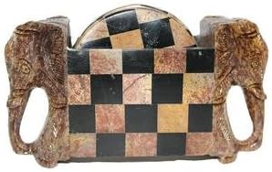 Sehar Crafts Chess Standing Elephant Marble Table Decor Contemporary Royal Coasters Set