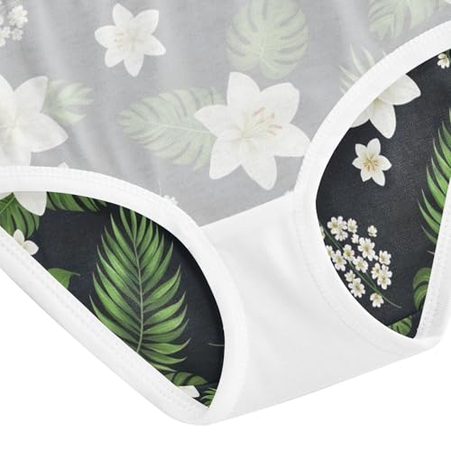 White Lilies Green Leaves Underwear Toddler Girl, Cotton Underwear Girls, 2T–8 Years4