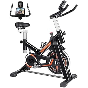 REHOOPEX Exercise Bikes - Indoor Cycling Bike Stationary with LCD Monitor and Tablet Mount, Quiet Belt Drive Stationary Bike for Home Cardio Workouts