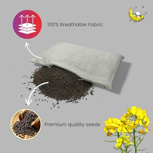 Image of Mustard Seed Comfort Cushion with Extra Cover| Mustard Filling | Soft Fabric Cover | 30 x 22cm (Wave)