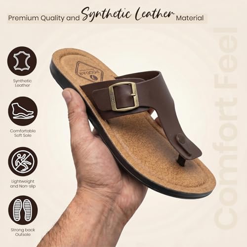 Image of Poddar Slippers, Sandals & Chappals for Men | Synthetic Leather Comfortable Footwear | Daily Use, Casual, Party, Stylish, Durable, Waterproof, Soft Sole, Anti-Slip (30052 Slipper)