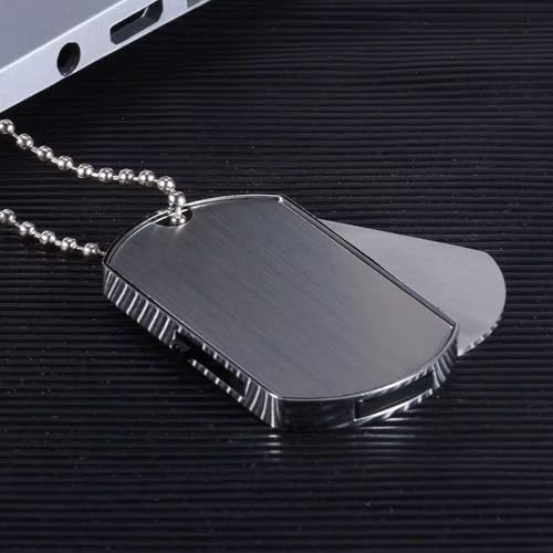 Image of 4GB-128GB Slider USB Flash Drive Dog Tag Style, Metal, Silver, with Ball Chain Necklace, Portable Memory Storage, 1Pc, Gifting Pen Drive, Grade A chip (32, GB)