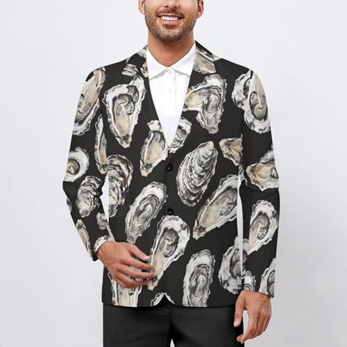 Oyster Printed Men's Classic Fit Suits Funny Casual Stylish Two Button Blazer2