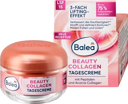 Balea 2er-Set Hautpflege: Tagespflege BEAUTY COLLAGEN LSF15 für verjüngtes & gestärktes Hautbild (50 ml) + Duschgel POSITIVE MIND milde ph-neutrale Cremedusche mit zartem Blumenduft (300 ml), 350 ml – Bild 3