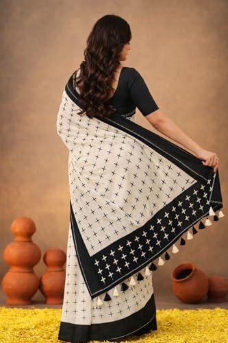 Image of Jack & Jini Women's Floral Print Pure Georgette Saree with Blouse Piece | Soft Casual & Festive Drape | Gift for Mother, Wife.