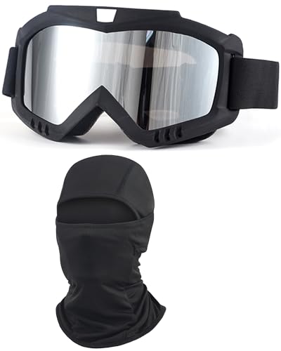 Image of Dirt Bike Goggles with Balaclava Motorcycle ATV Riding Ski Motocross Windproof Dustproof Racing Glasses for Women Men