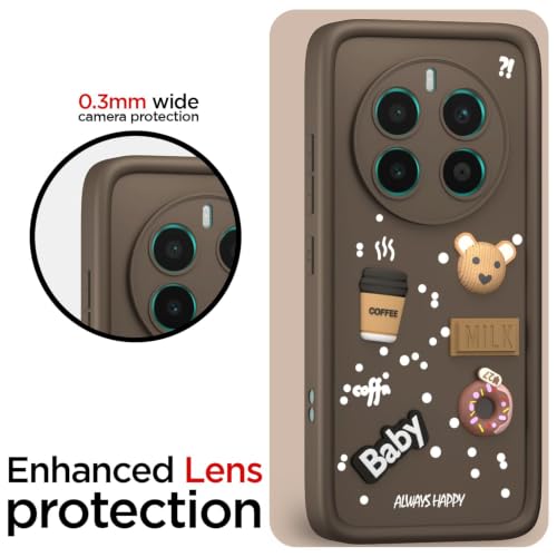 Image of Bintage Cute Fun Ball | Taddy Cartoon 3D Smiley Coffee Cup | Milk Donut | Full Protection Rubber Back Cover Compatible for Realme RMX3842 / 12Pro 5G - Brown