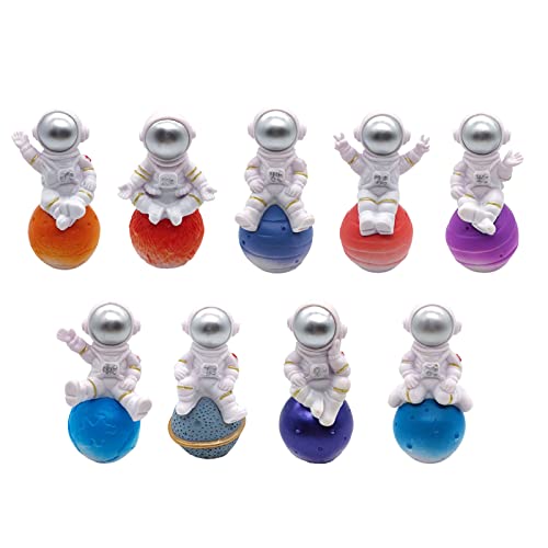 9 Pcs Astronaut Space Cake Toppers Outer Space Cake Toppers Decoration Astronaut Figurines Space Theme Decoration for Baby Shower Kids Birthday Party Supplies