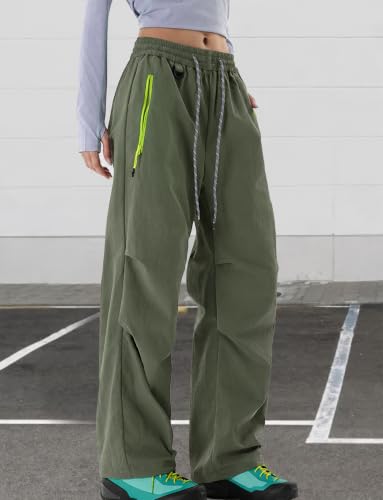 Image of FEOYA Waterproof Pants Women Light Rain Pants Parachute Drawstring Cuffs