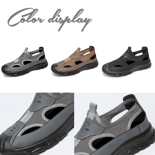 Men's Hollow Sandals, Mens Slip On Hiking Sandals, Barefoot Beach Sandal for Diving Hiking Outdoor Sport (Brown,44EU)3