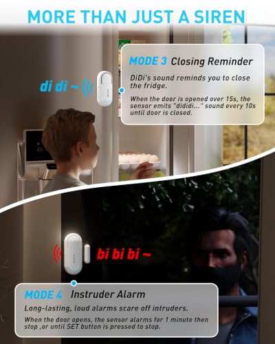 Alarmas para puertas SanJie con control remoto, 4 modos, 2 sensores miniatura 5