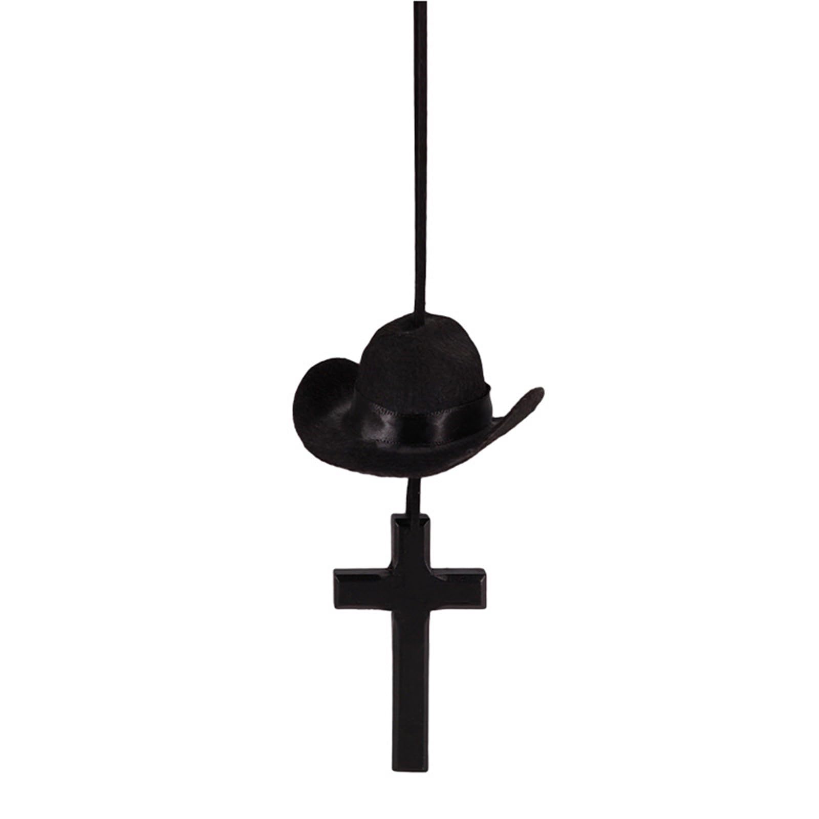 Exquisite Western Hat and Crosses Car Charm Mirrored Hanging Ornament for Vehicle Interior Gifts Western Hat Crosses Pendant