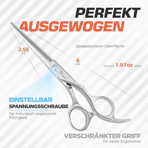 Fagaci Haarschneideschere Profi 6' mit Extrem Scharfen Blättern, Haarschere Friseurschere Profi aus 440C-Stahl, Friseur Scheren Professionell Feiner Schnitt, Schere Haare Schneiden Set