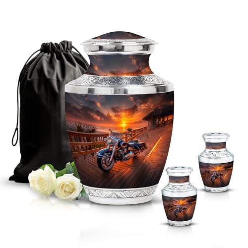Image of Bike Urn Ash Keepsakes for Human Ashes 1 Large & 2 Small | Cremation Urns, Burial Urns for Human Ashes