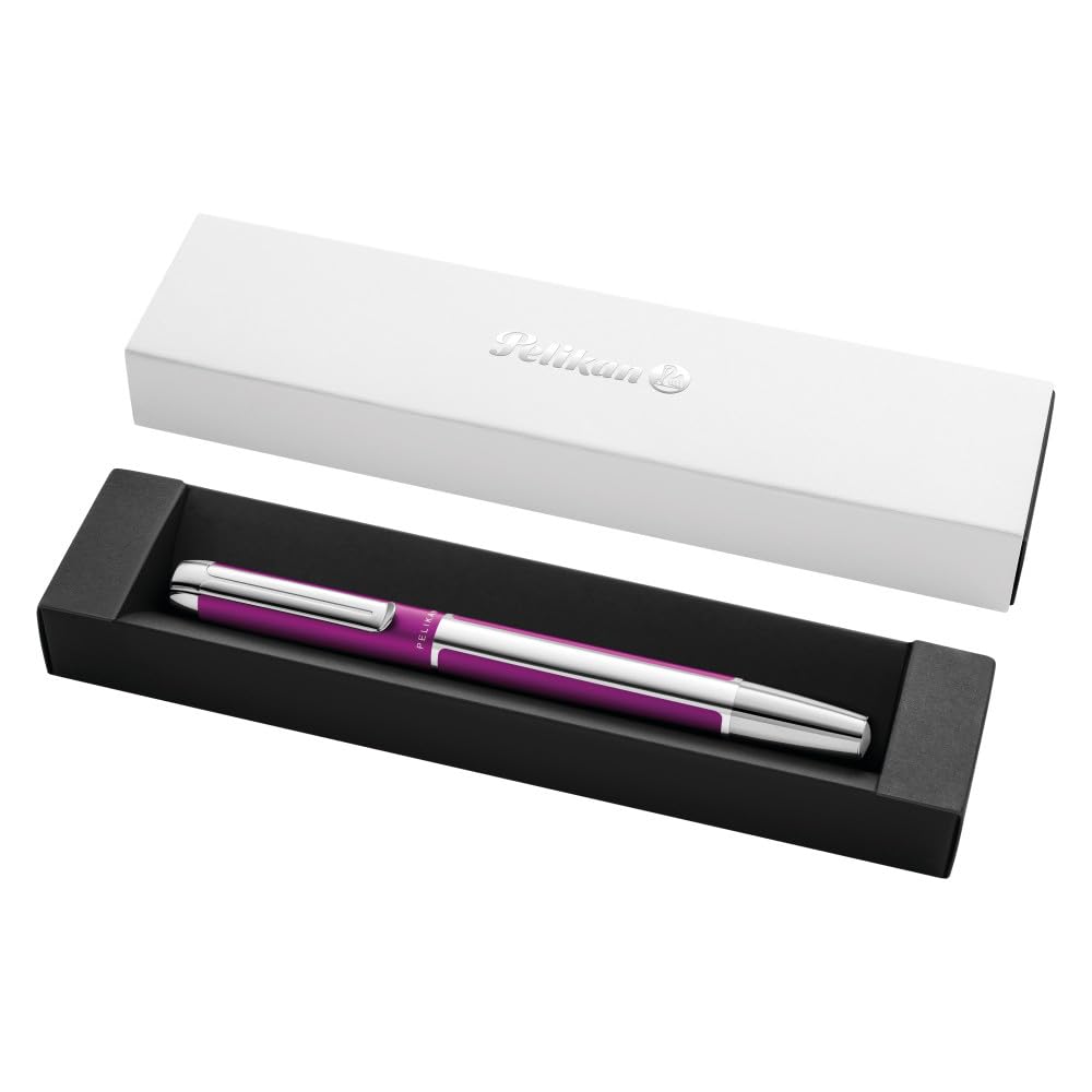 Pelikan Füllhalter Pura P40, Violett, Feder M (mittel), hochwertiger Patronenfüller im Geschenk-Etui, 823784
