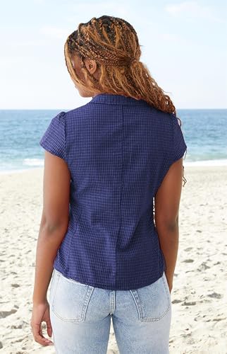 Image of Y2k Girls Vintage Coquette Button Down Shirt Women Short Sleeve V-Neck Slim Fitted T-Shirt Cute Blouse Crop Top