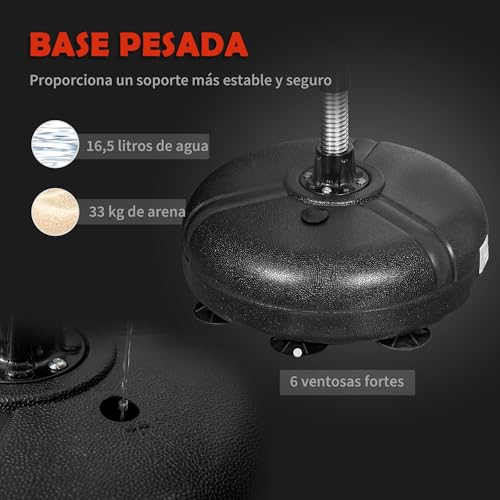 HOMCOM Saco de Boxeo de Pie con Altura Ajustable en 4 Niveles de 133-151 cm, Saco de Boxeo con Base Rellenable, Guantes e Inflador, para Adultos y Adolescentes, Negro y Rojo - imagen 6