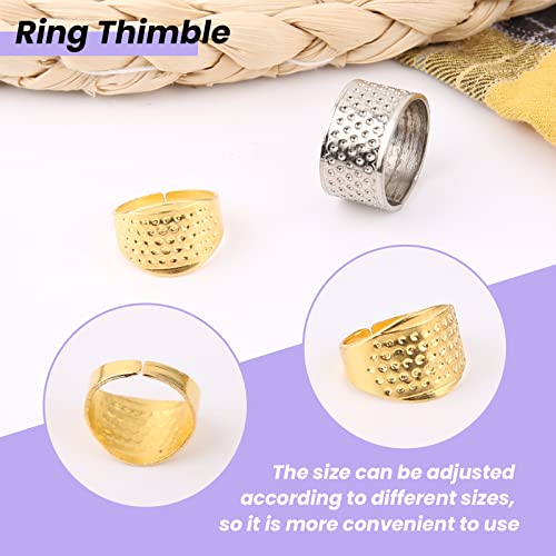 image for BXDOW 8 Pcs Sewing Thimble with Storage Box, Finger Protector, Finger 