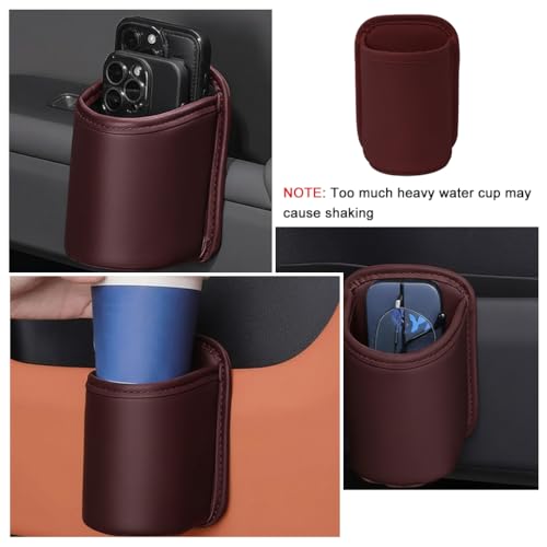 Image of STHIRA PU Car Cup Holder for Car Front Seat Sleeve Clamp-On Door Bottle Drink Holder Back Clip Portable Storage Organizer Water Bottles Cups Small Trash Bin Accessory