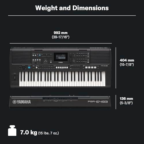 Image of Yamaha PSR-E483 61-Key Touch-Sensitive Portable Keyboard with Sound, Music Rest and Power Adapter