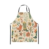 Erosebridal Western Aprons Cowboy Boots Chef Apron Cowgirl Wild West Kitchen Aprons for Kids Boys Girls Teens Vintage Botanical Boho Floral Cooking Apron,31x26