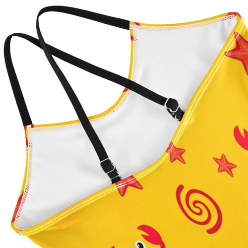 Cute Red Cartoon Crabs Swimming Suits for Kids, Summer Beach Bathing Suit, 3-104