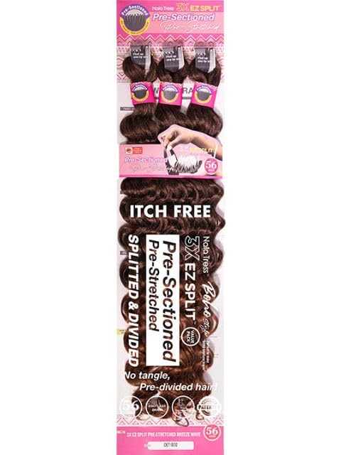 Janet Collection Nala Tress 3X EZ SPLIT Pre-Sectioned Pre-Stretched Braid Knotless Extremely light weight BREEZE WAVE 56 Inches value pack (56”, Color #1B)