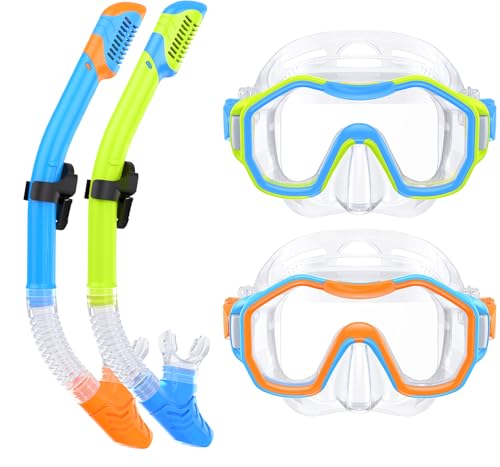 Kwambiri Snorkeling Gear for Adults Kids, Dry-Top Snorkel Set, 180°Panoramic Wide View Diving Mask Breathing Freely Snorkel Mask for Snorkeling Scuba Diving Swimming Travel