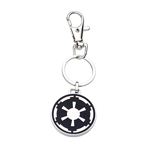 Star Wars Jewelry Unisex Adult Base Metal Imperial Symbol with Stainless Steel Key Chain, Silver/Black, One Size