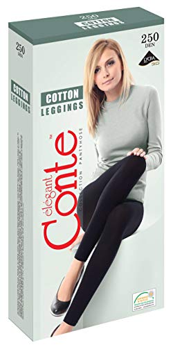 Conte Black Thermal Leggings Footless Tights Base Layer Cotton 250 den2