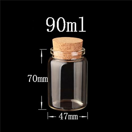 6pcs 90ml Glass Favor Jars with Cork Lids,Corked Glass Bottle Mini,Small Glass Container.