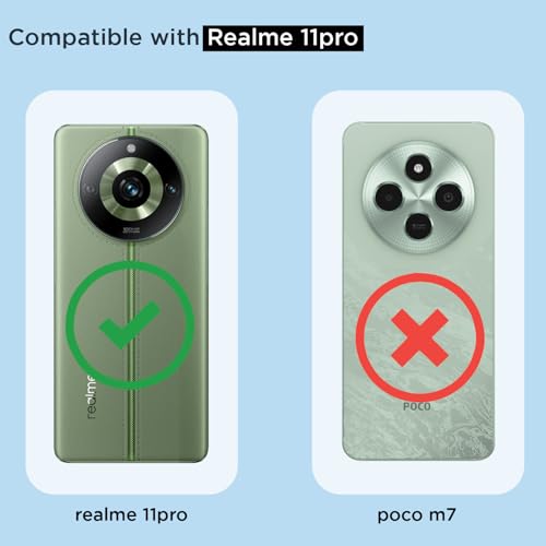 Image of Outlouders Back Cover for Realme 11 Pro / 11 Pro Plus 5G / Narzo 60 Pro 5G Mag-Safe Transparent PC + TPU Bumper Case with Magnetic Support Shockproof Protection (Transparent Mag-Safe)