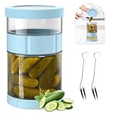 Glas Einlegeglas mit Sieb Flip - 56oz Luftdichtes Essiggurken Zum Umdrehen, Auslaufsicher Saft Separator Gurkenglas Zum Umdrehen mit Dichtung Silikonring für Oliven, in Scheiben Geschnitten Pickle