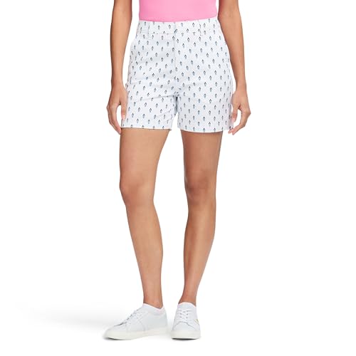 Izod Women'S Golf Shorts Performance Stretch, Bright White Pattern, 16