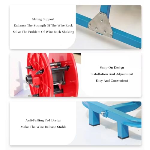 Support de bobine de fil électrique robuste – Distributeur de câbles en acier laminé portable à 6 axes et solution de stockage pour une utilisation industrielle et commerciale