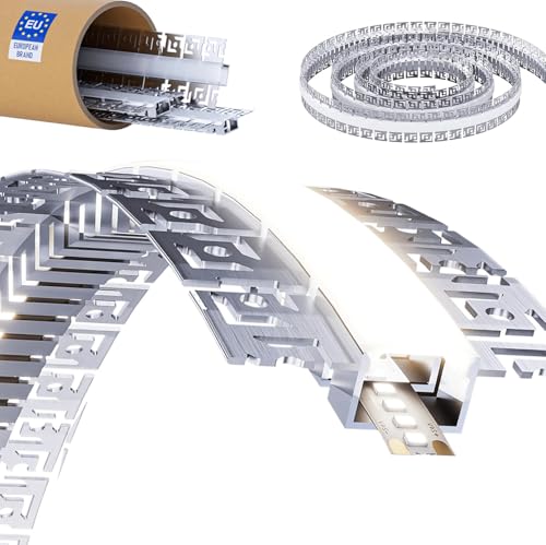 LASLUX Profilé Aluminium LED Flexible 2 m × 6 pour Placo, Profilé LED Encastré Courbe pour Plafond et Mur, Canal Flexible pour Bandes LED jusqu’à 18 mm – Ligne Lumineuse Courbée Idéale