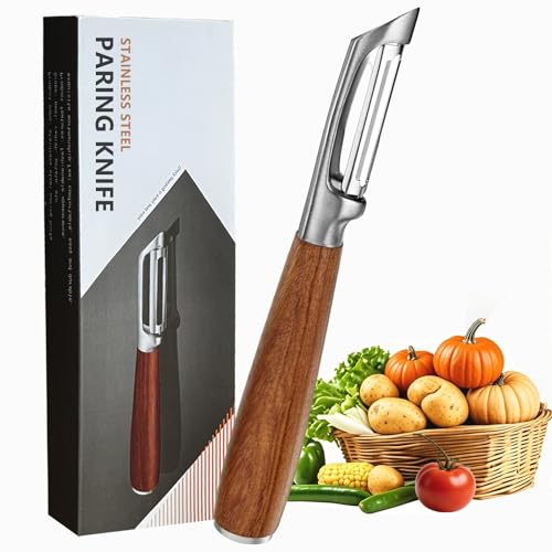 Premium Potato Peeler Pearwood Handle,304 Stainless Steel Vegetable Peeler for Kitchen,Ultra Sharp Blade,Ergonomic Non-Slip Handle Veggie Peelers for Fruit Vegetables Peeler, Carrots, Cucumber(type A)