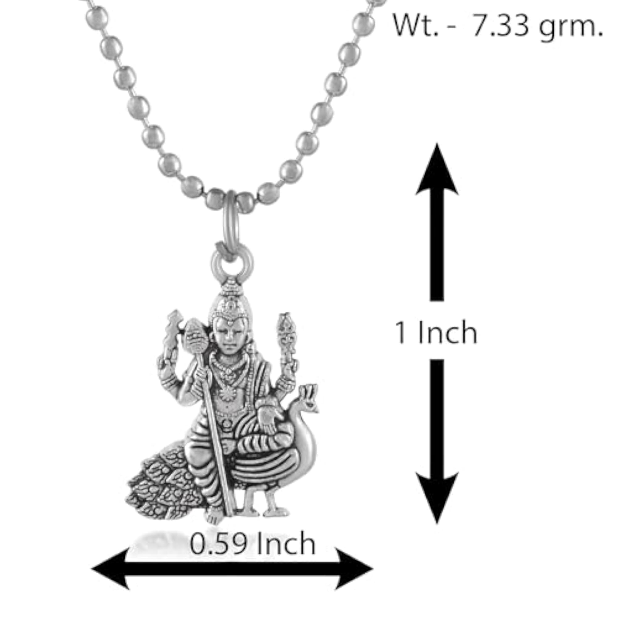 Lord Murugan Oxidised Pendant with Peacock Design