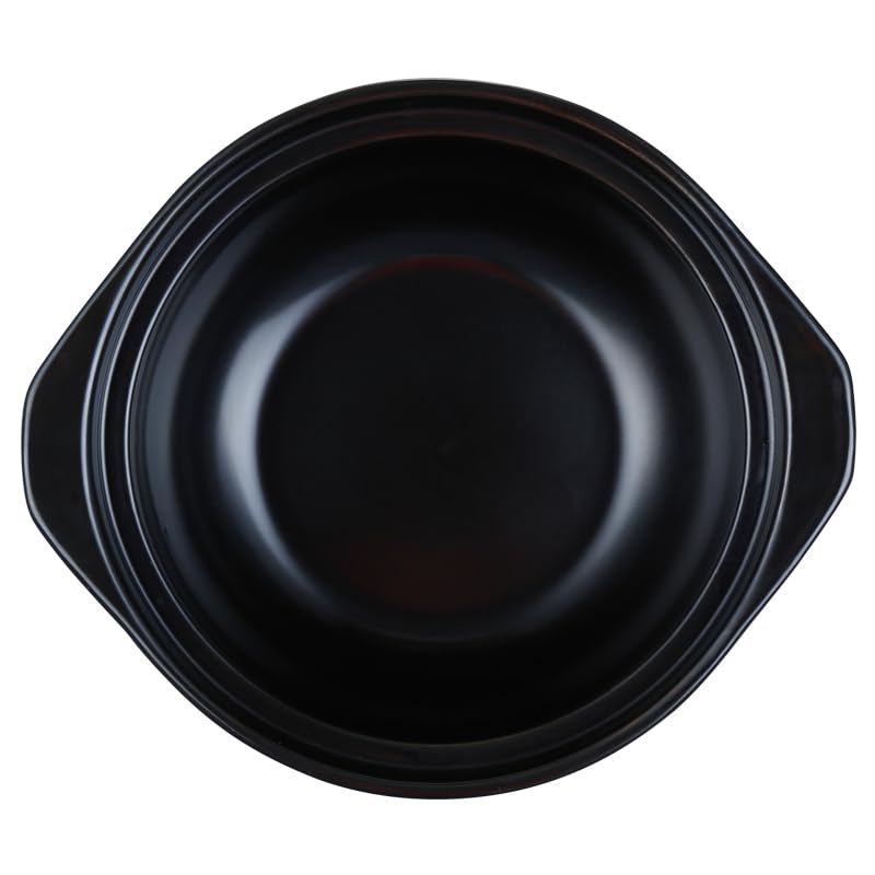 Tegame Terracotta Set di casseruole in ceramica for riso in smaltata nera(610ml with tray)