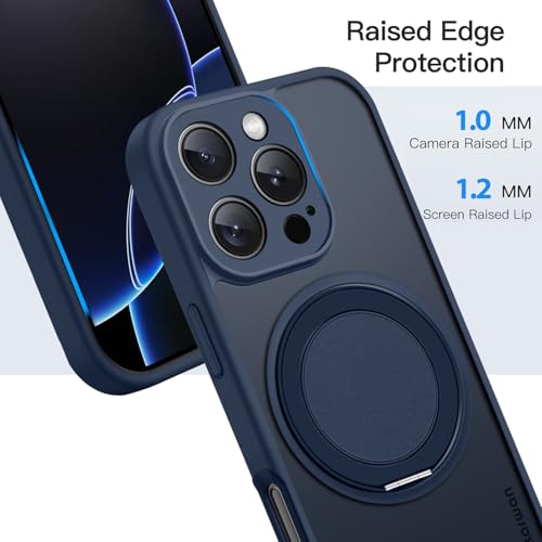 Image of KARWAN Tough Shockproof Armor Back Case Cover Compatible with iPhone 16 Pro Max with 360 Degree Rotation Magnetic Attraction Ring Holder Heavy Duty Rugged Cover with Magnetic MagEase Wireless Charging