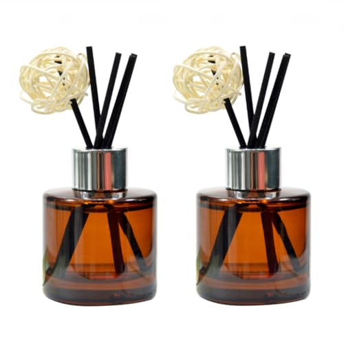 2 PCS 50ml/1.7oz Empty Aromatherapy Diffuser Bottles Amber Essential Oils Containers DIY Fragrance Accessories Diffuser Craft Projects for Wedding Party Home Fragrance Bathroom Decoration