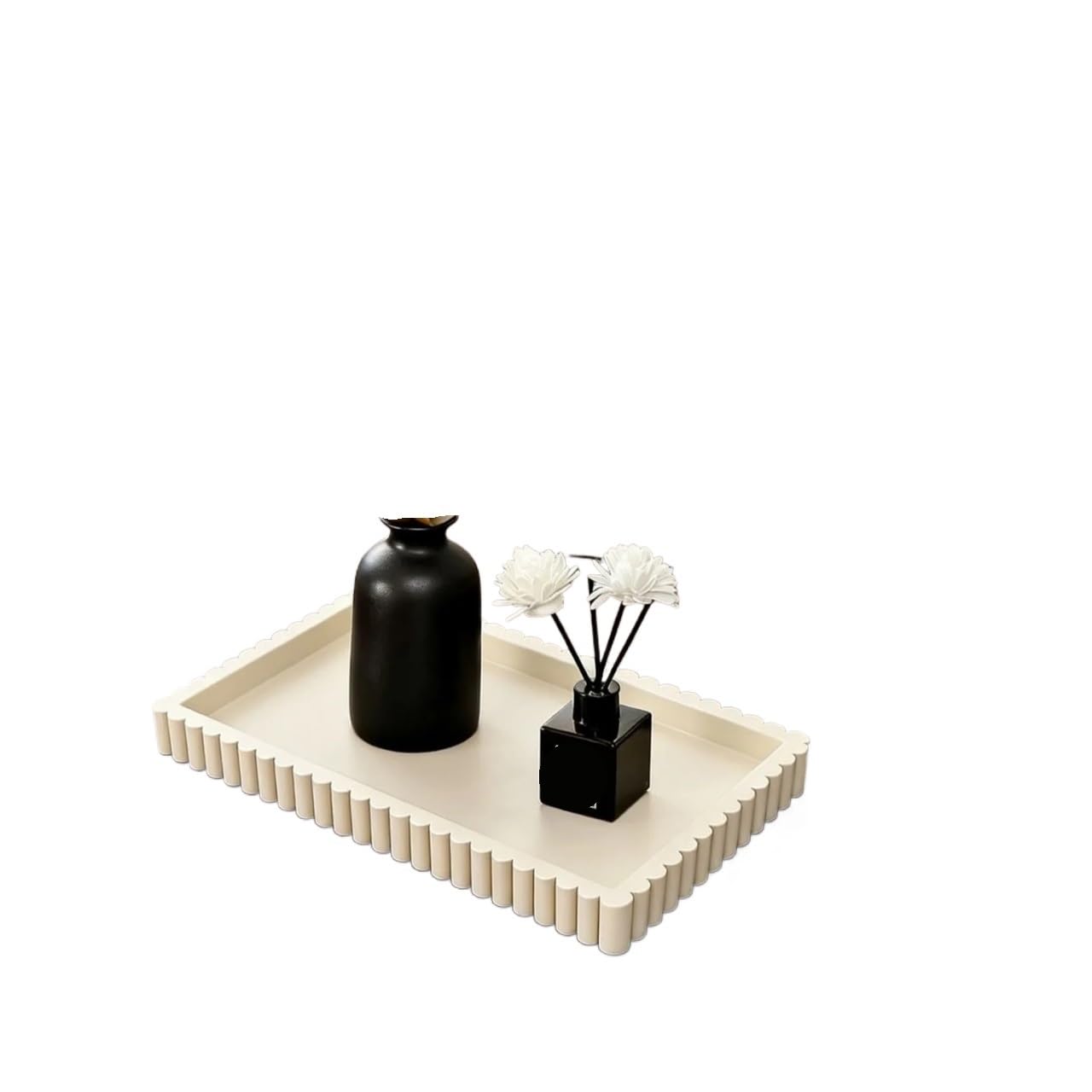 LIANXIBAG Silicone Wavy Candle Holder Tray Coffee Table Square Bathroom Storage Is Washable(Beige)