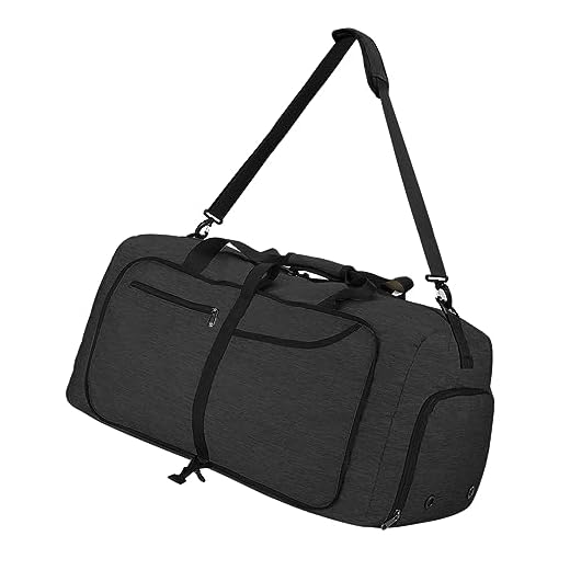 NEWHEY Bolsa de Viaje 65L Plegable Ligera Bolsa Deporte Hombre Impermeable Bolsa Fin de Semana con Compartimento Zapatos para Mujeres Negro