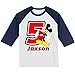 Personalized Mickey Birthday Shirt | Handmade Decorated Shirt | Personalized with Name | Unisex 3/4 Sleeve Raglan T-Shirt | #1146