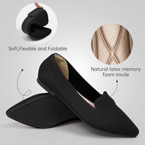 Women's Flats Shoes Pointed Toe Knit Washable Ballet Comfortable Dressy Work Flat2