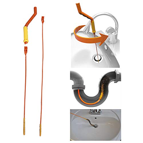 probeninmappx Drain Weasel Hair Anti-Clog-Werkzeug-Starter-Kit Flexibler Drain-Schlange-Clog-Zauberstab Perfekt für Duschwanne Badewanne WC-Haar Wiederverwendbarer Griff Spin Pipeline Baggerarbeiten
