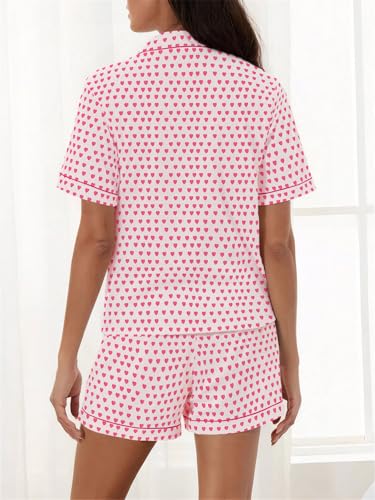 Image of Ammiko Womens Pajamas Set Y2k Loungewear Pajama Button Down Top and Shorts Monkey Beach Short Sleeve Sleepwear Preppy