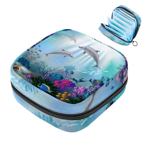 Modello Acquerello Subacqueo Corallo Pesce Delfino blu