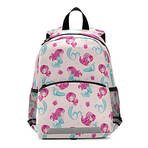 Cute Mermaid Kid's Toddler Backpack for Boys Girls Preschool Nursery with Safety Leash